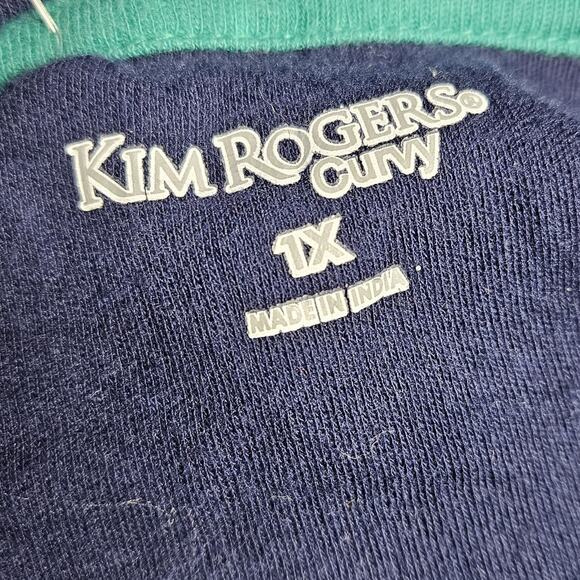 Teal and Blue Striped Long Sleeve Top Size 1X - Picture 3 of 4